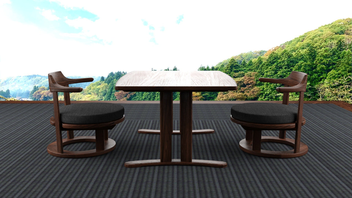 和室椅子テーブル_旅館家具_ダイニングチェア, チェア, ローチェア_まどか-和室低座椅子-φ450-DB色_八木研_ヤギケン_yagiken