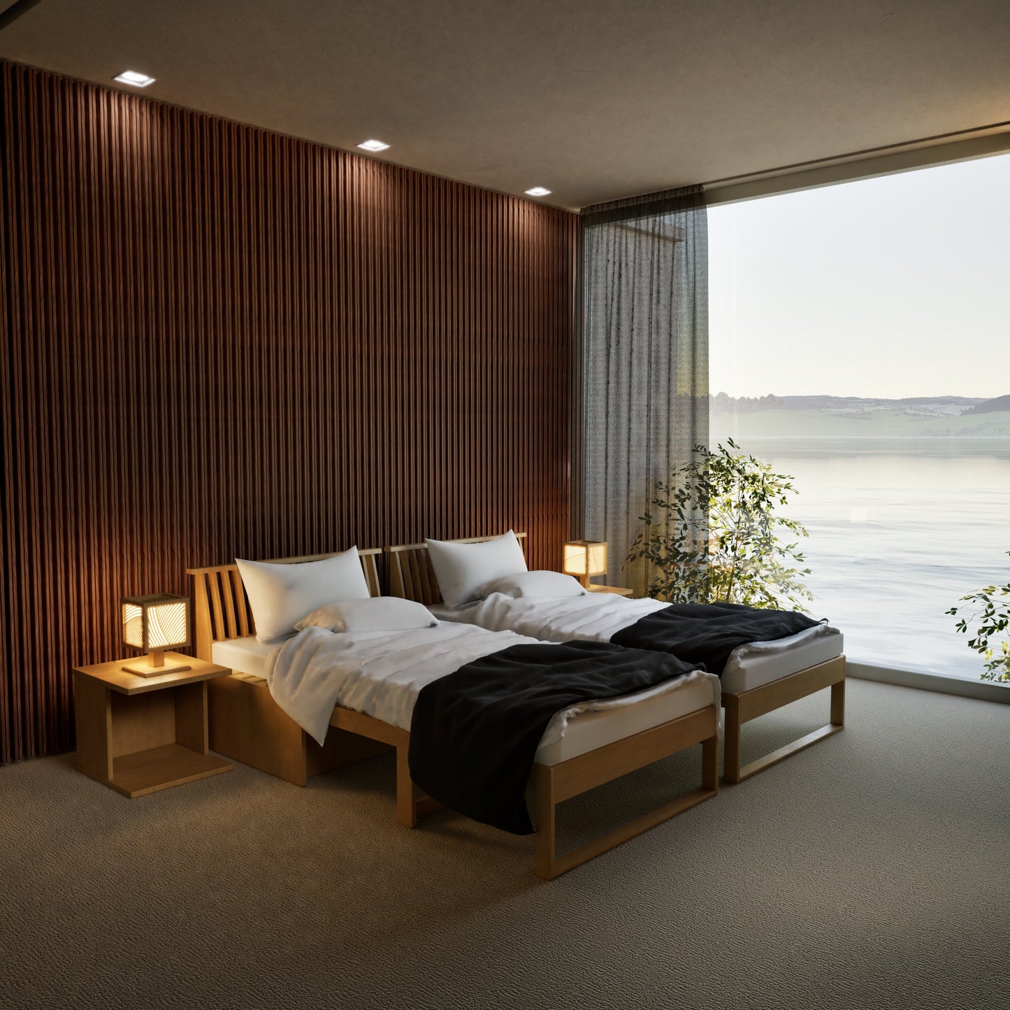 和室椅子テーブル_旅館家具_ソファベッド, ナイトテーブル_くつろぎ-ナイトテーブル2-NT色_八木研_ヤギケン_yagiken